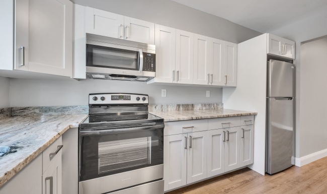 The renovated kitchen at Helfrich Springs
